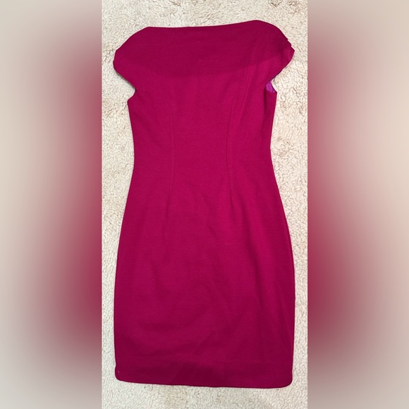 Tahari Magenta Cap Sleeve Zip Front Dress Size 6 - Picture 2 of 5